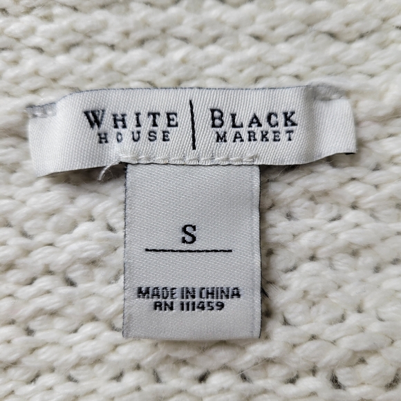 WHBM Knit Cardigan Blazer Size S Cream Fitted Crochet Covered Snap Long Sleeve - Picture 6 of 12